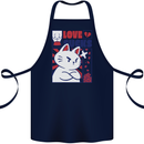 Cat Love Sucks Anti Valentines Singles Day Cotton Apron 100% Organic Navy Blue
