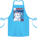 Cat Love Sucks Anti Valentines Singles Day Cotton Apron 100% Organic Turquoise