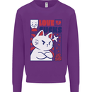 Cat Love Sucks Anti Valentines Singles Day Kids Sweatshirt Jumper Purple