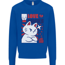 Cat Love Sucks Anti Valentines Singles Day Kids Sweatshirt Jumper Royal Blue