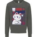 Cat Love Sucks Anti Valentines Singles Day Kids Sweatshirt Jumper Storm Grey