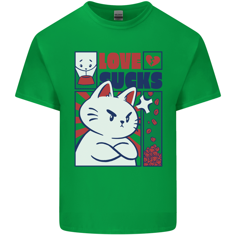 Cat Love Sucks Anti Valentines Singles Day Kids T-Shirt Childrens Irish Green