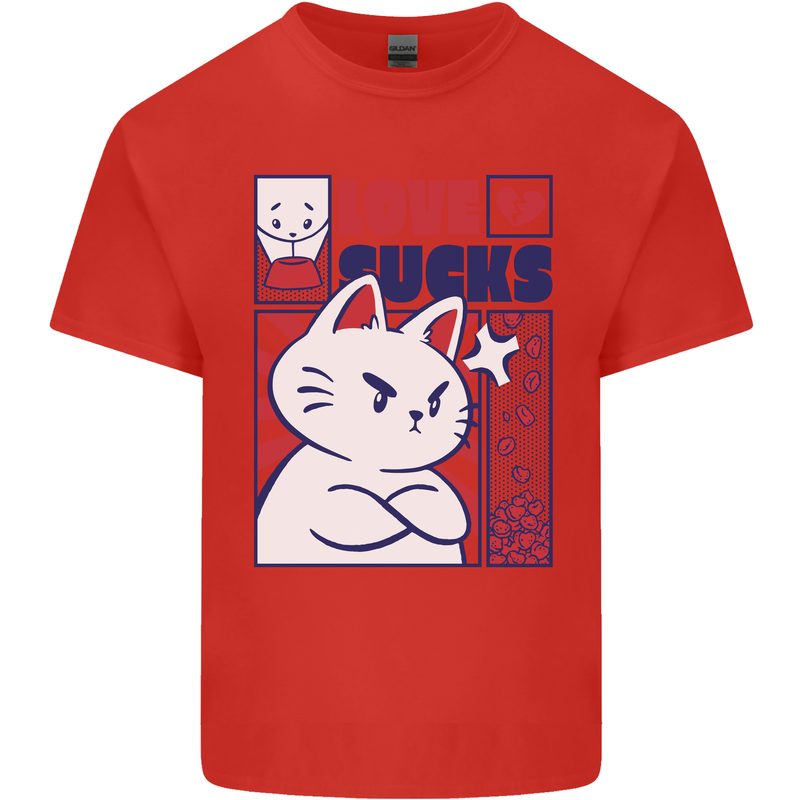 Cat Love Sucks Anti Valentines Singles Day Kids T-Shirt Childrens Red
