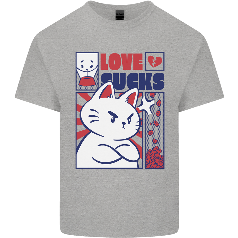 Cat Love Sucks Anti Valentines Singles Day Kids T-Shirt Childrens Sports Grey
