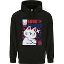 Cat Love Sucks Anti Valentines Singles Day Mens 80% Cotton Hoodie Black