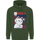 Cat Love Sucks Anti Valentines Singles Day Mens 80% Cotton Hoodie Forest Green