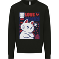 Cat Love Sucks Anti Valentines Singles Day Mens Sweatshirt Jumper Black