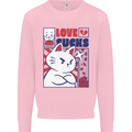 Cat Love Sucks Anti Valentines Singles Day Mens Sweatshirt Jumper Light Pink