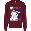 Cat Love Sucks Anti Valentines Singles Day Mens Sweatshirt Jumper Maroon