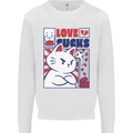 Cat Love Sucks Anti Valentines Singles Day Mens Sweatshirt Jumper White