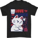 Cat Love Sucks Anti Valentines Singles Day Mens T-Shirt 100% Cotton Black