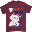 Cat Love Sucks Anti Valentines Singles Day Mens T-Shirt 100% Cotton Maroon