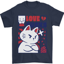 Cat Love Sucks Anti Valentines Singles Day Mens T-Shirt 100% Cotton Navy Blue