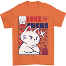 Cat Love Sucks Anti Valentines Singles Day Mens T-Shirt 100% Cotton Orange