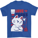 Cat Love Sucks Anti Valentines Singles Day Mens T-Shirt 100% Cotton Royal Blue