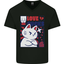Cat Love Sucks Anti Valentines Singles Day Mens V-Neck Cotton T-Shirt Black