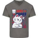 Cat Love Sucks Anti Valentines Singles Day Mens V-Neck Cotton T-Shirt Charcoal