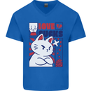 Cat Love Sucks Anti Valentines Singles Day Mens V-Neck Cotton T-Shirt Royal Blue