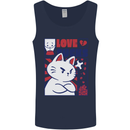 Cat Love Sucks Anti Valentines Singles Day Mens Vest Tank Top Navy Blue