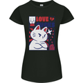 Cat Love Sucks Anti Valentines Singles Day Womens Petite Cut T-Shirt Black
