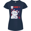 Cat Love Sucks Anti Valentines Singles Day Womens Petite Cut T-Shirt Navy Blue