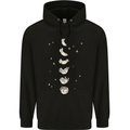 Cat Moon Cycles Phases Full Supermoon Childrens Kids Hoodie Black