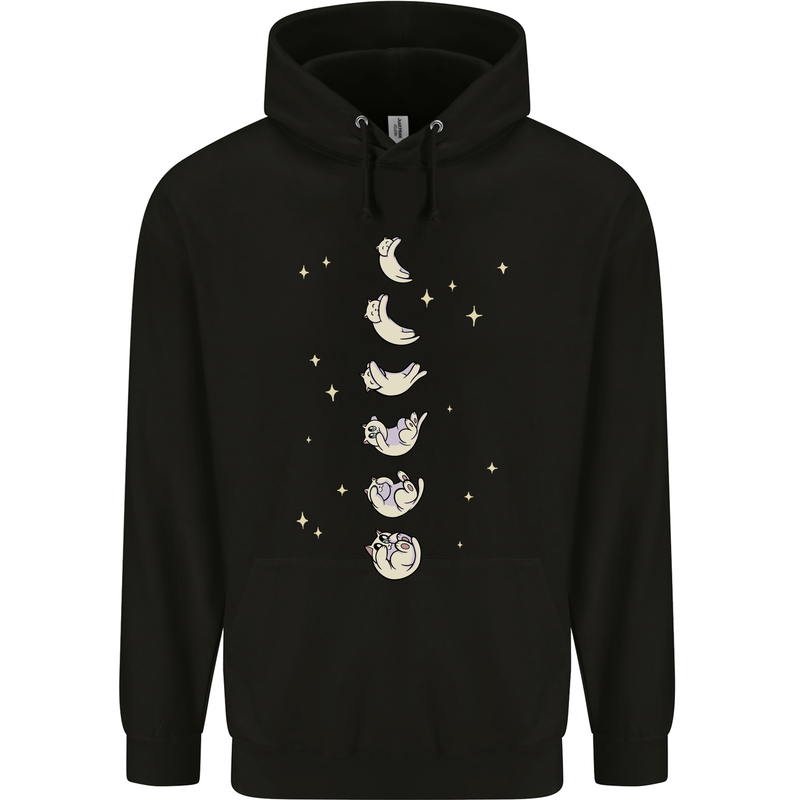 Cat Moon Cycles Phases Full Supermoon Childrens Kids Hoodie Black