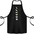 Cat Moon Cycles Phases Full Supermoon Cotton Apron 100% Organic Black