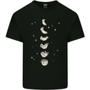 Cat Moon Cycles Phases Full Supermoon Kids T-Shirt Childrens Black