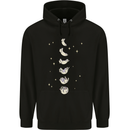 Cat Moon Cycles Phases Full Supermoon Mens 80% Cotton Hoodie Black