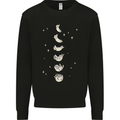 Cat Moon Cycles Phases Full Supermoon Mens Sweatshirt Jumper Black