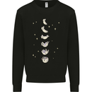 Cat Moon Cycles Phases Full Supermoon Mens Sweatshirt Jumper Black