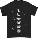 Cat Moon Cycles Phases Full Supermoon Mens T-Shirt 100% Cotton Black