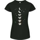 Cat Moon Cycles Phases Full Supermoon Womens Petite Cut T-Shirt Black