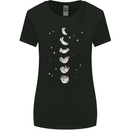 Cat Moon Cycles Phases Full Supermoon Womens Wider Cut T-Shirt Black
