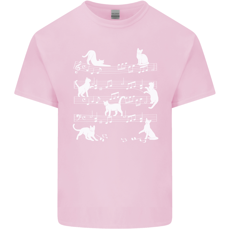 Cat Music Musical Notes Piano Guitar Kids T-Shirt Childrens Light Pink