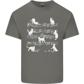 Cat Music Musical Notes Piano Guitar Mens Cotton T-Shirt Tee Top Charcoal