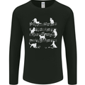 Cat Music Musical Notes Piano Guitar Mens Long Sleeve T-Shirt Black