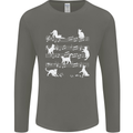 Cat Music Musical Notes Piano Guitar Mens Long Sleeve T-Shirt Charcoal