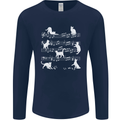 Cat Music Musical Notes Piano Guitar Mens Long Sleeve T-Shirt Navy Blue