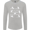 Cat Music Musical Notes Piano Guitar Mens Long Sleeve T-Shirt Sports Grey