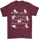 Cat Music Musical Notes Piano Guitar Mens T-Shirt 100% Cotton Maroon