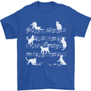 Cat Music Musical Notes Piano Guitar Mens T-Shirt 100% Cotton Royal Blue