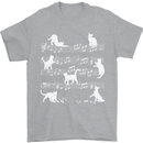 Cat Music Musical Notes Piano Guitar Mens T-Shirt 100% Cotton Sports Grey