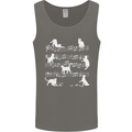 Cat Music Musical Notes Piano Guitar Mens Vest Tank Top Charcoal