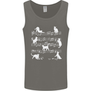 Cat Music Musical Notes Piano Guitar Mens Vest Tank Top Charcoal