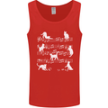 Cat Music Musical Notes Piano Guitar Mens Vest Tank Top Red