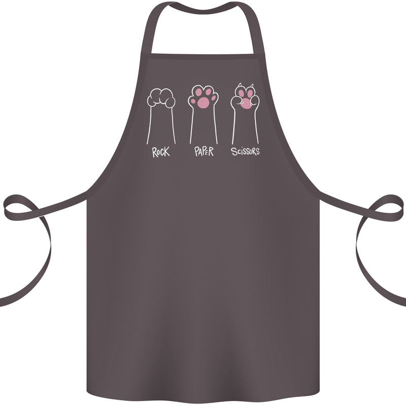 Cat Rock Paper Scissors Funny Cotton Apron 100% Organic Dark Grey