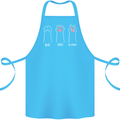 Cat Rock Paper Scissors Funny Cotton Apron 100% Organic Turquoise