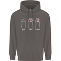Cat Rock Paper Scissors Funny Mens 80% Cotton Hoodie Charcoal
